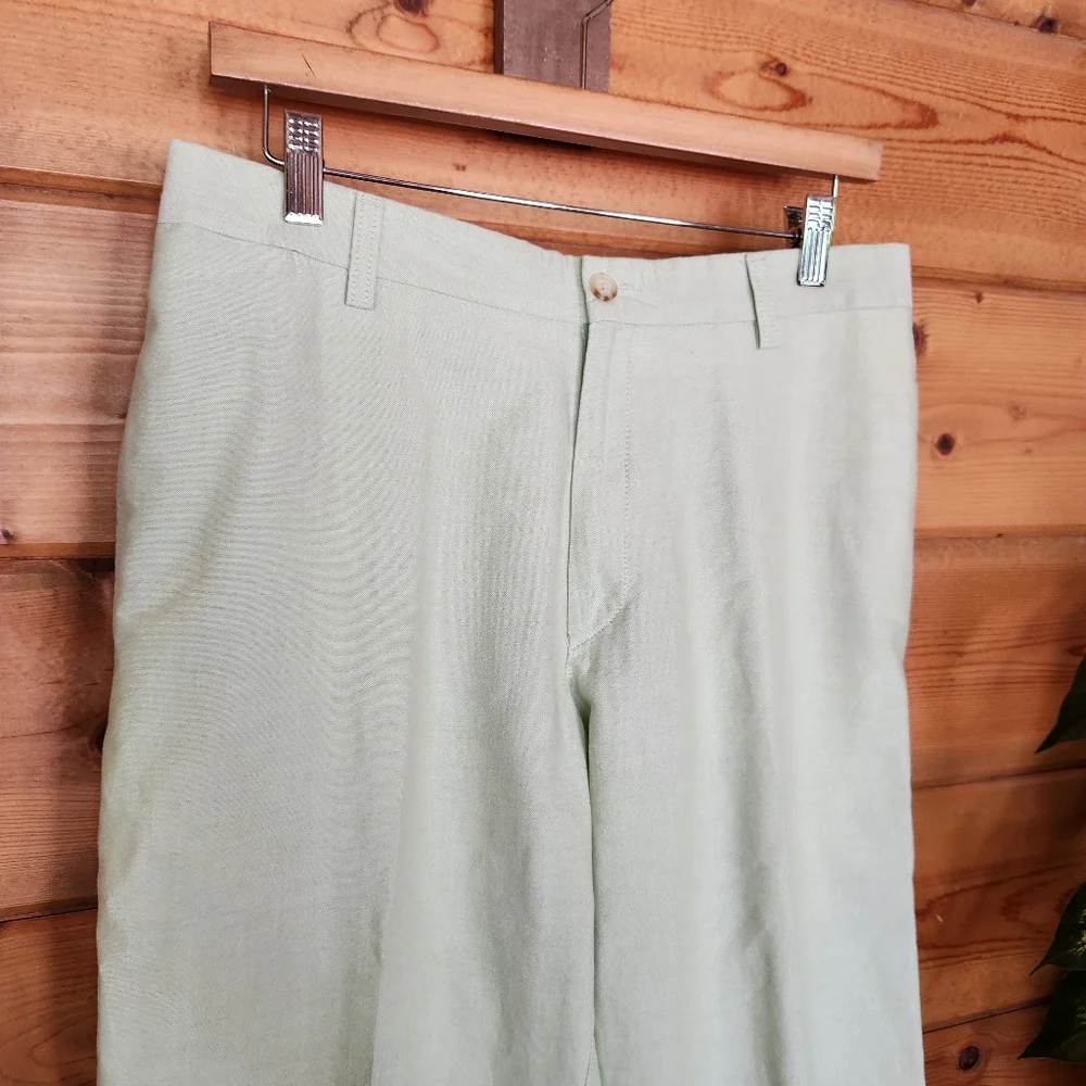 Charleston Khakis Light Green Twill Slacks Trouser Pants Preppy Tall Sz 32 X 34